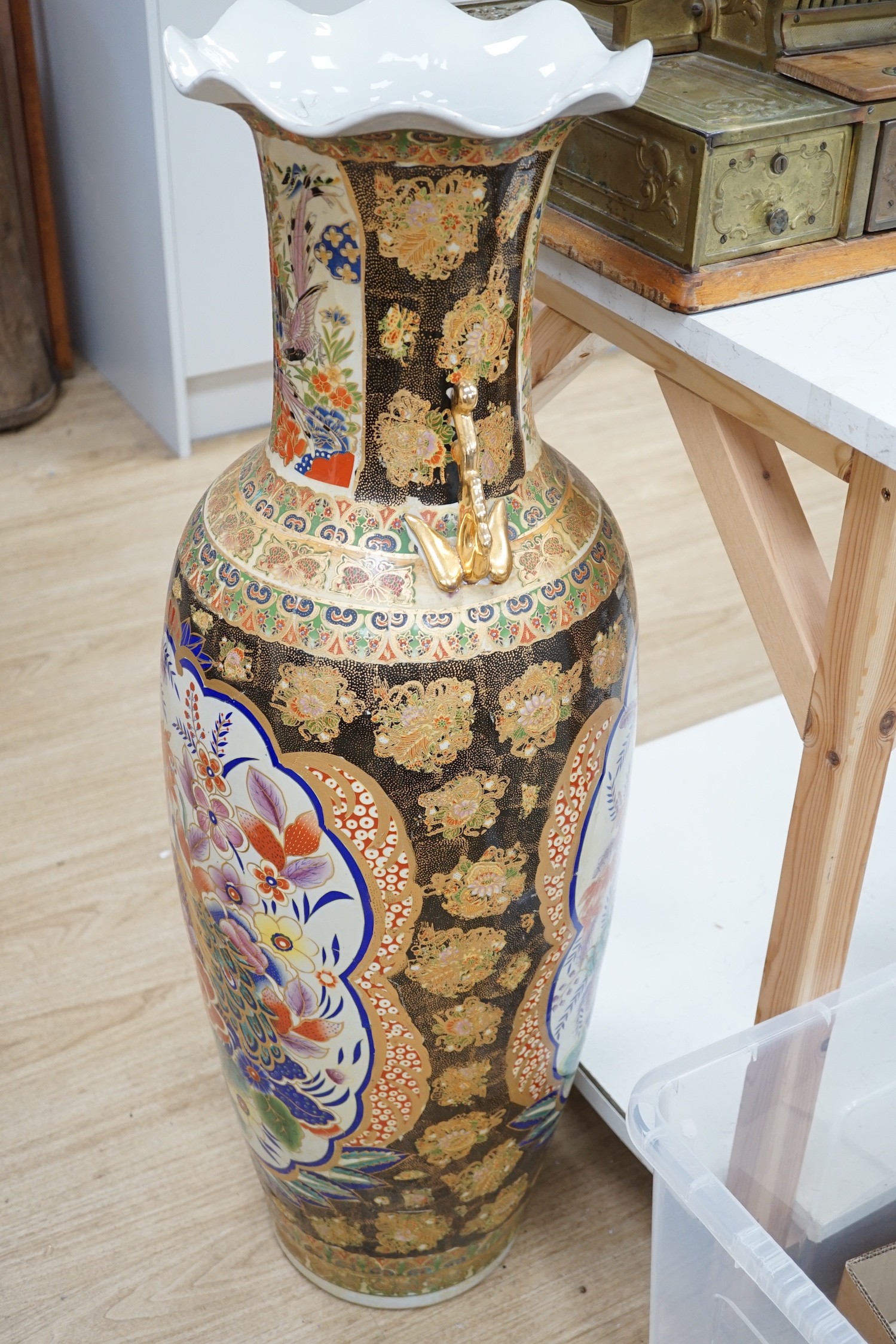 A large Oriental porcelain vase, 107cm